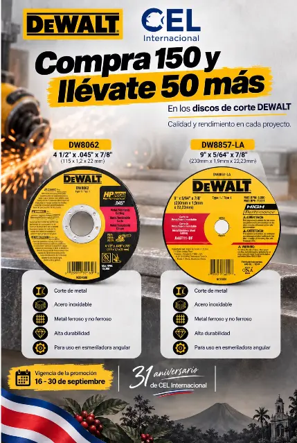 Promo 150+50 Disco Corte Metal/Inox 4-1/2 PDW8062 Dewalt