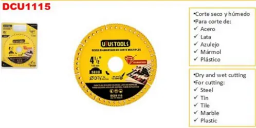 Disco Diamante Continuo Corte Multiple 4-1/2 DCU1115 UYUS