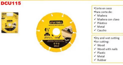 Disco Diamante Segmentado Corte Multiple 4-1/2 DCU115 UYUS 
