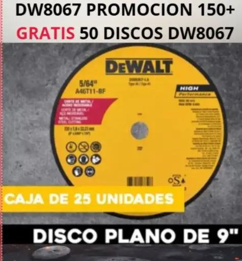 [PDW8067] Promo 150+50 Disco Corte Metal/Inox 9 PDW8067 Dewalt